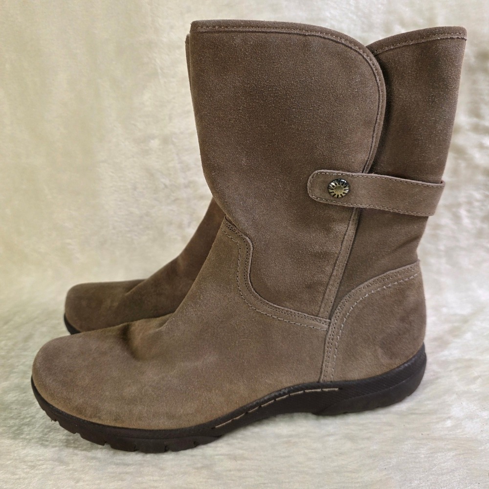G H Bass Mid Calf Suede Slouchy Boots Brown Moc Toe Sweater Lined Womens 9M